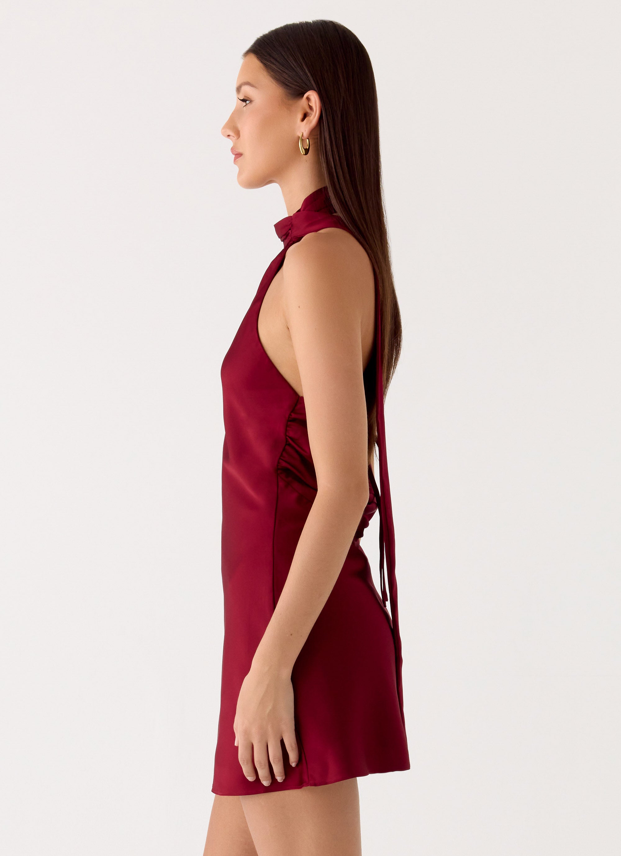 Keena Scarf Mini Dress Burgundy