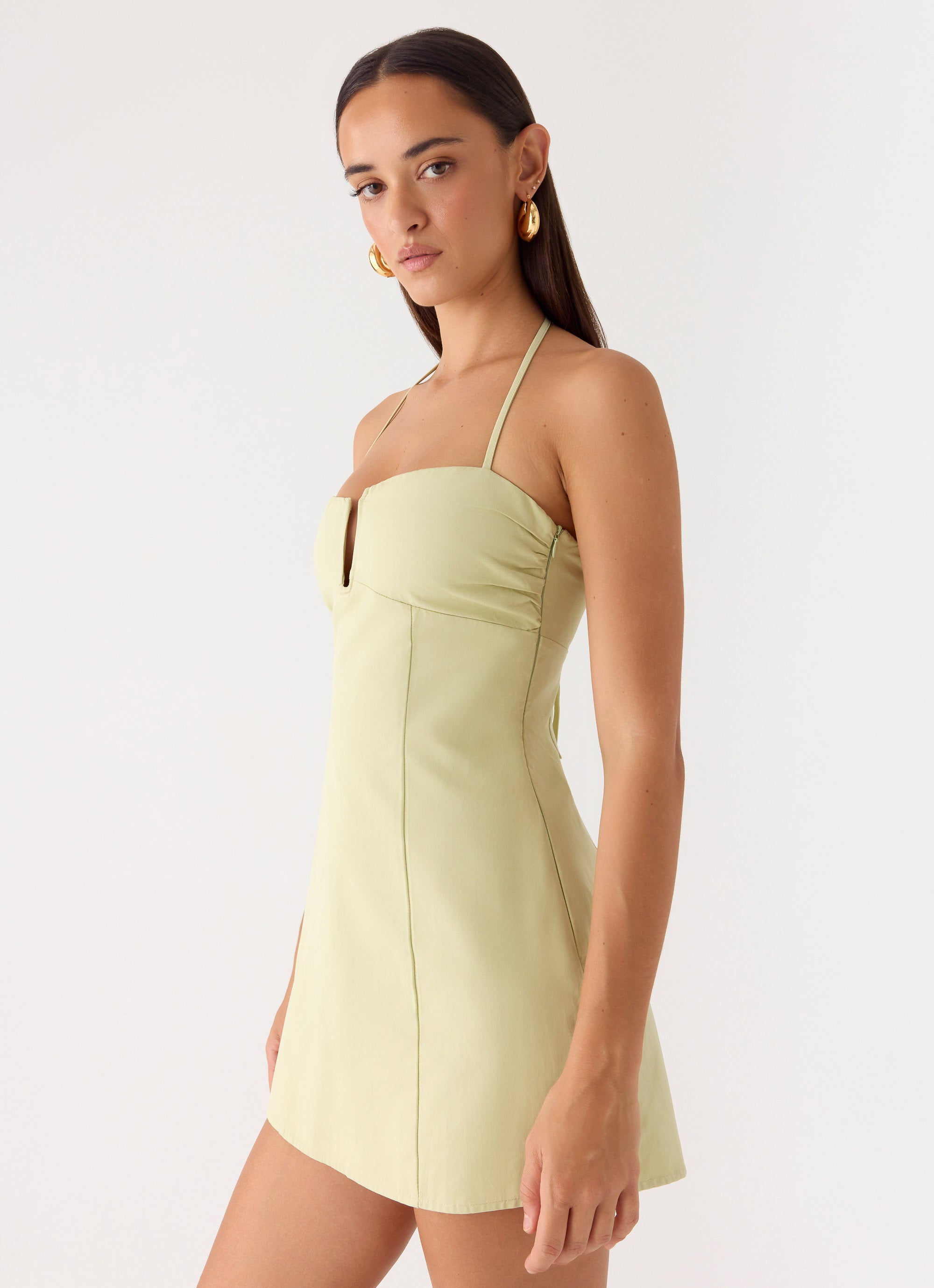 Leah Halter Mini Dress Sage