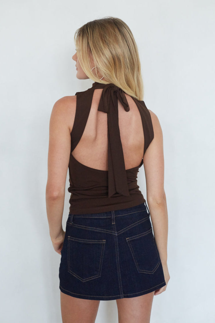 Lorde High Neck Tie Back Top