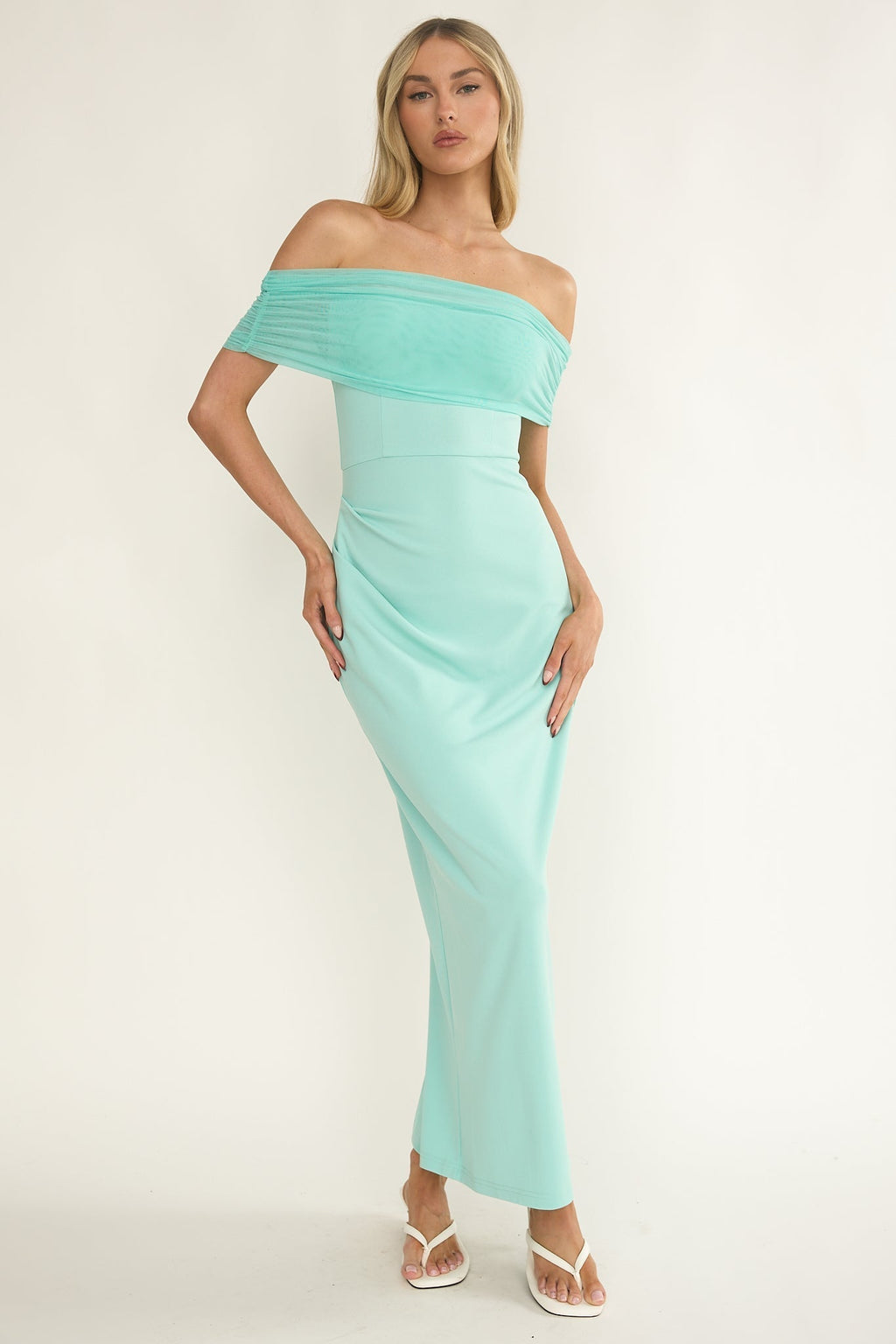 Love Languages Off Shoulder Maxi Dress Mint