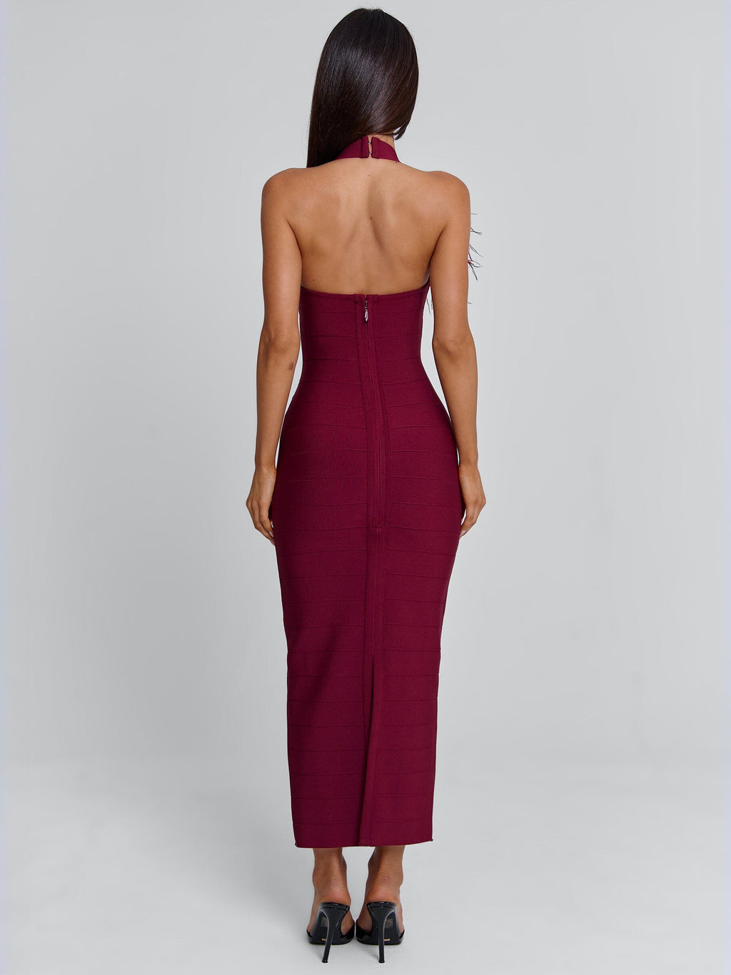 Lunabelle Burgundy Midi Dress