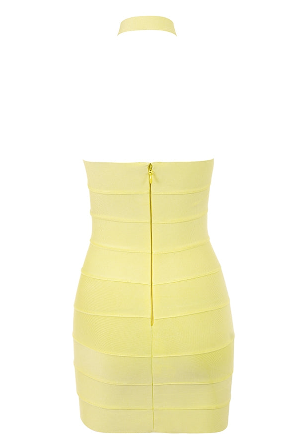 Maliya Halter Bandage Mini Dress Yellow