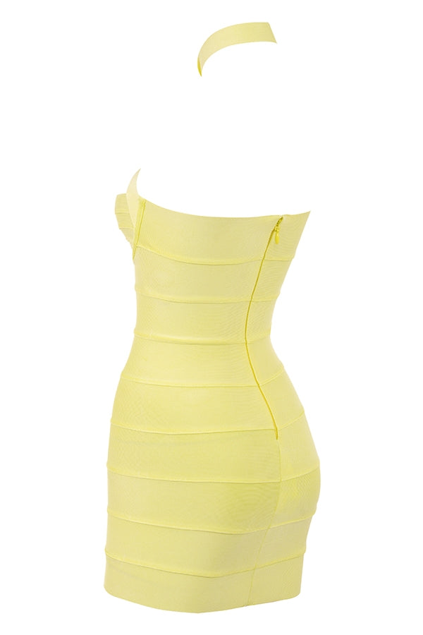 Maliya Halter Bandage Mini Dress Yellow
