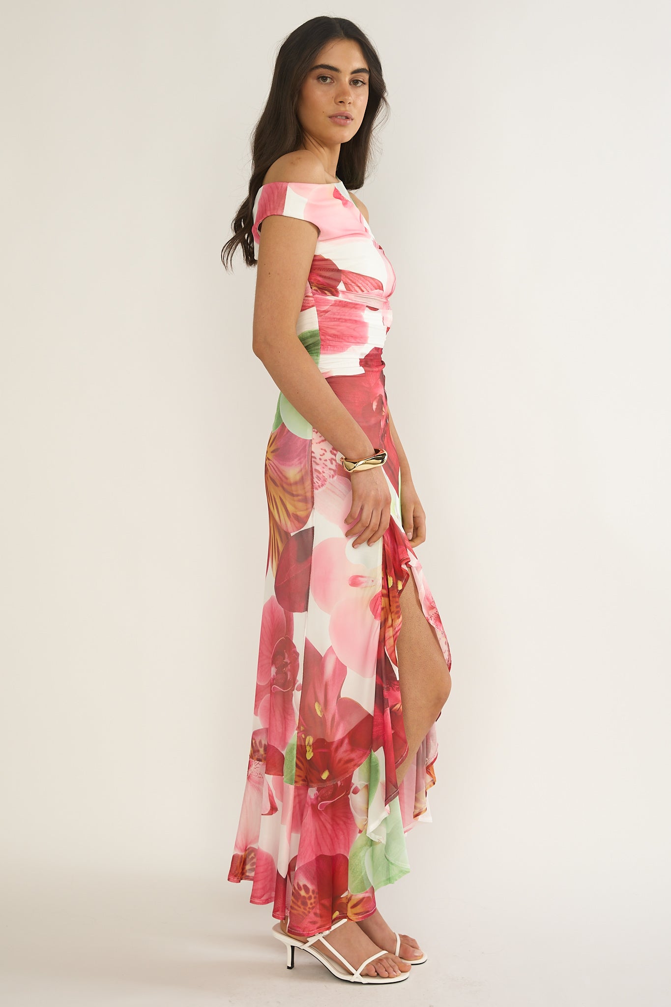 Moonlit Neckline Maxi Dress Floral