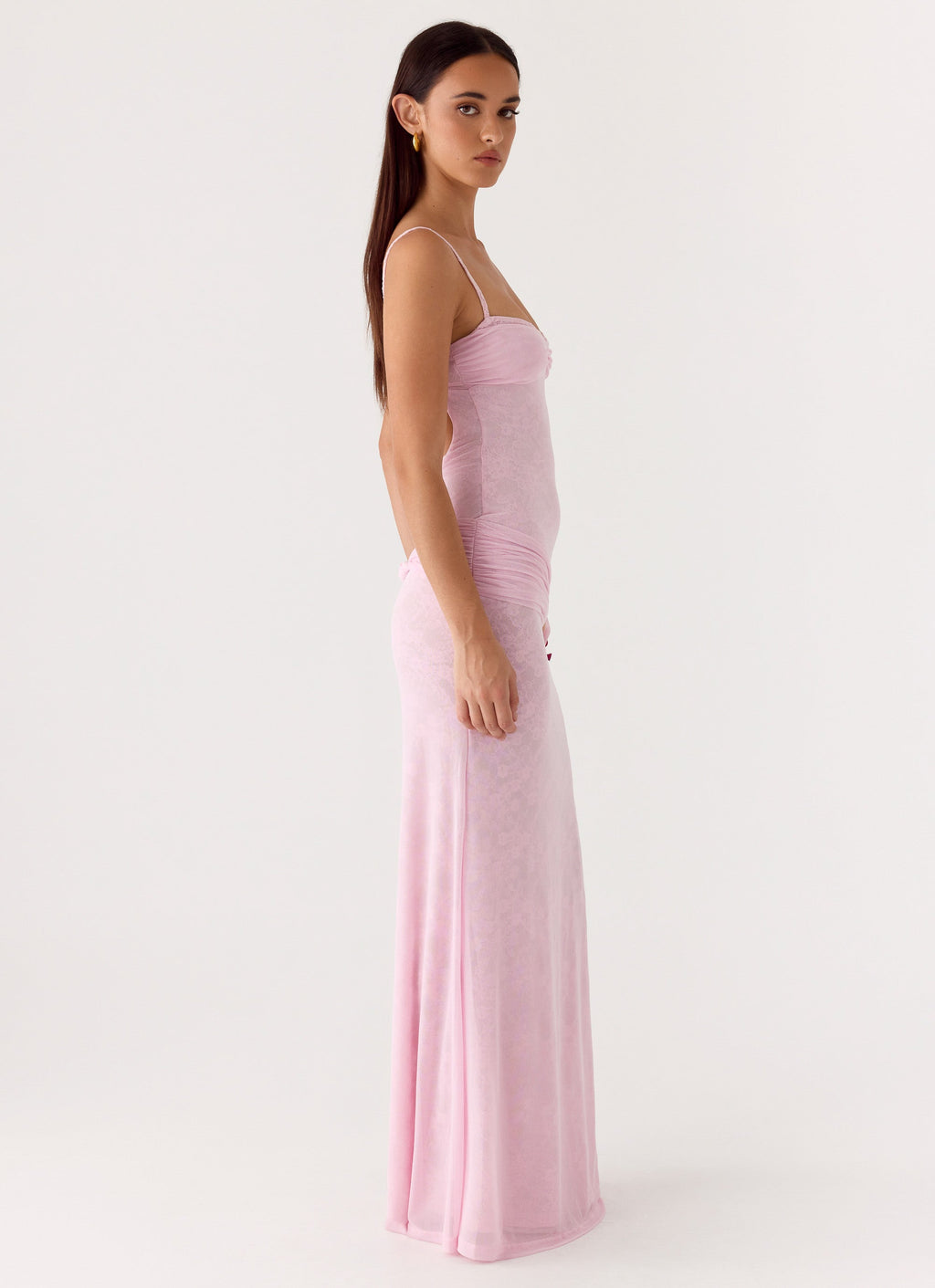 Natty Lace Mesh Maxi Dress Petal Pink