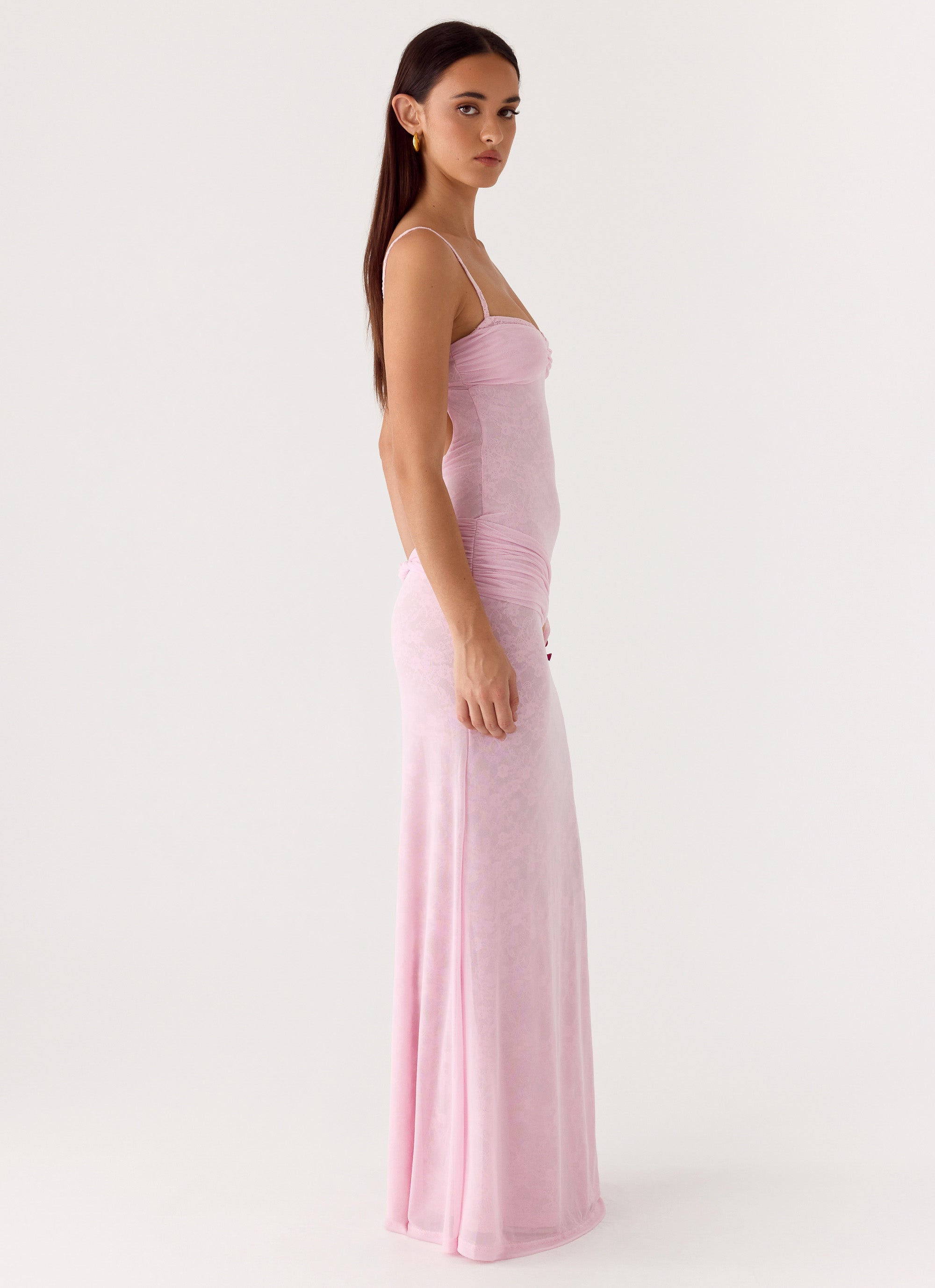 Natty Lace Mesh Maxi Dress Petal Pink