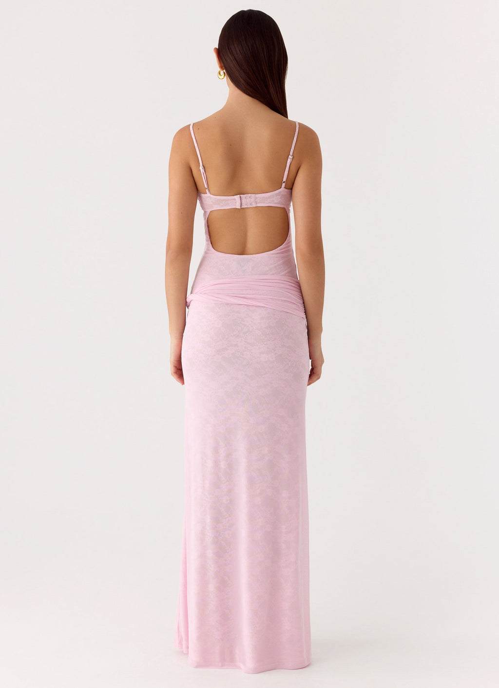 Natty Lace Mesh Maxi Dress Petal Pink