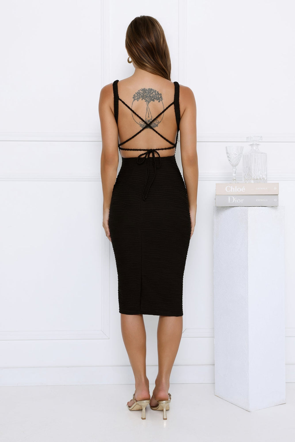 Noir Muse Midi Dress Black