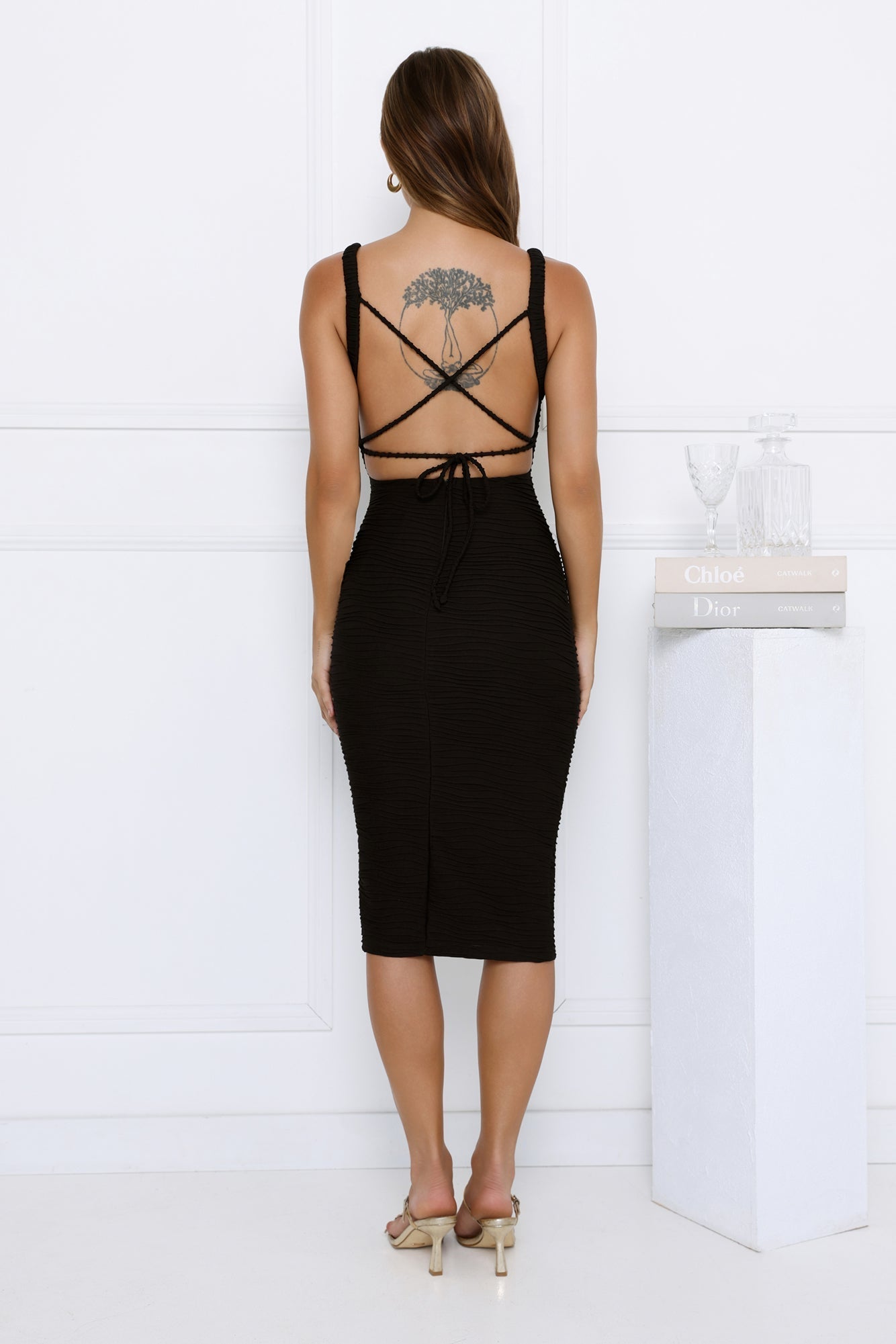 Noir Muse Midi Dress Black