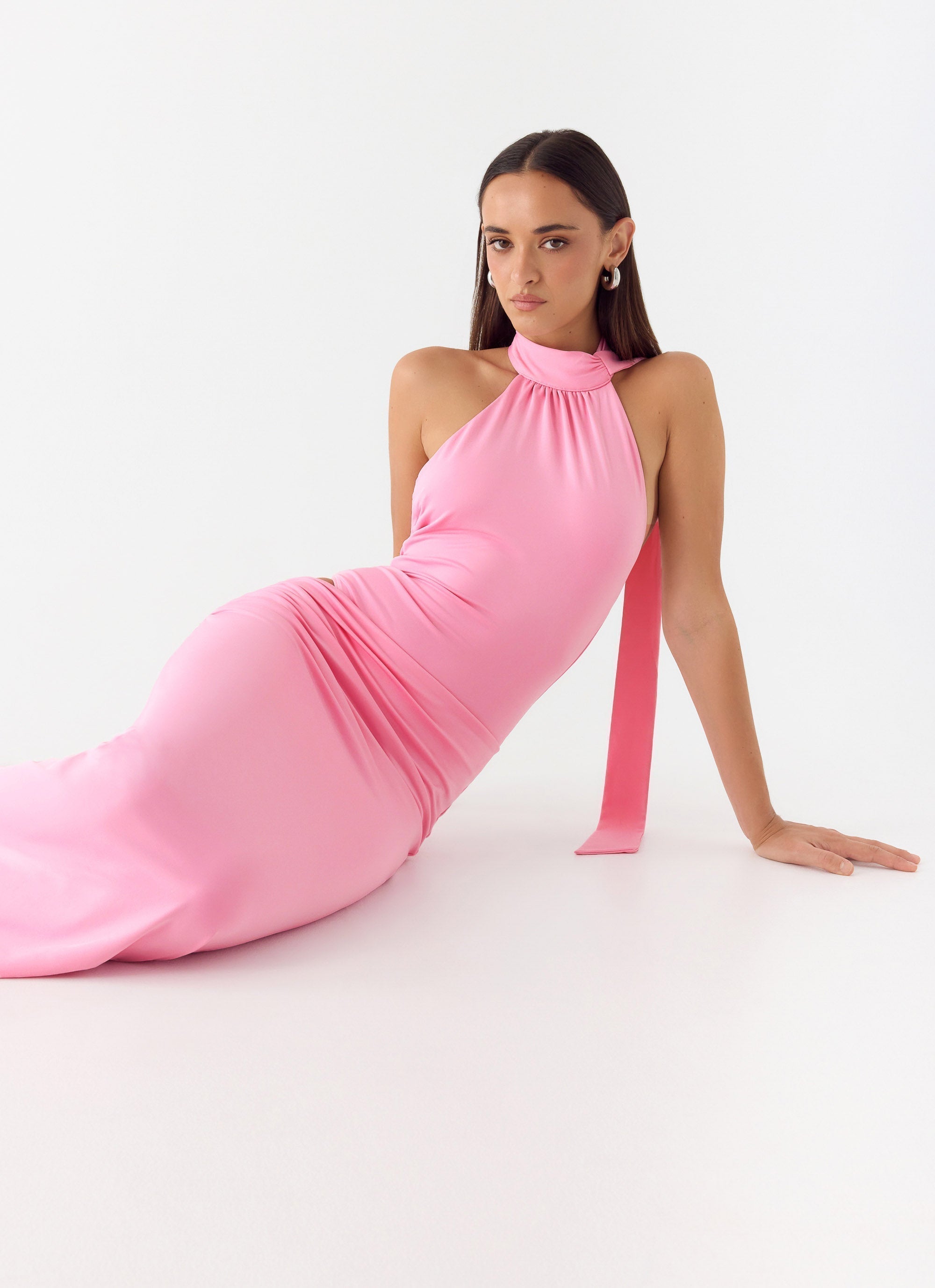 On My Way Bodysuit Maxi Dress Pink