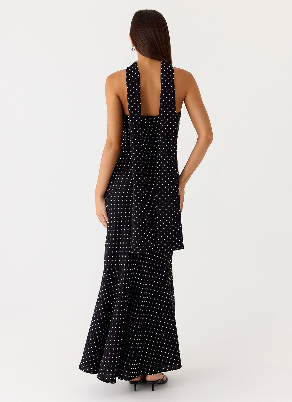 Pagoda Maxi Dress Black Polkadot