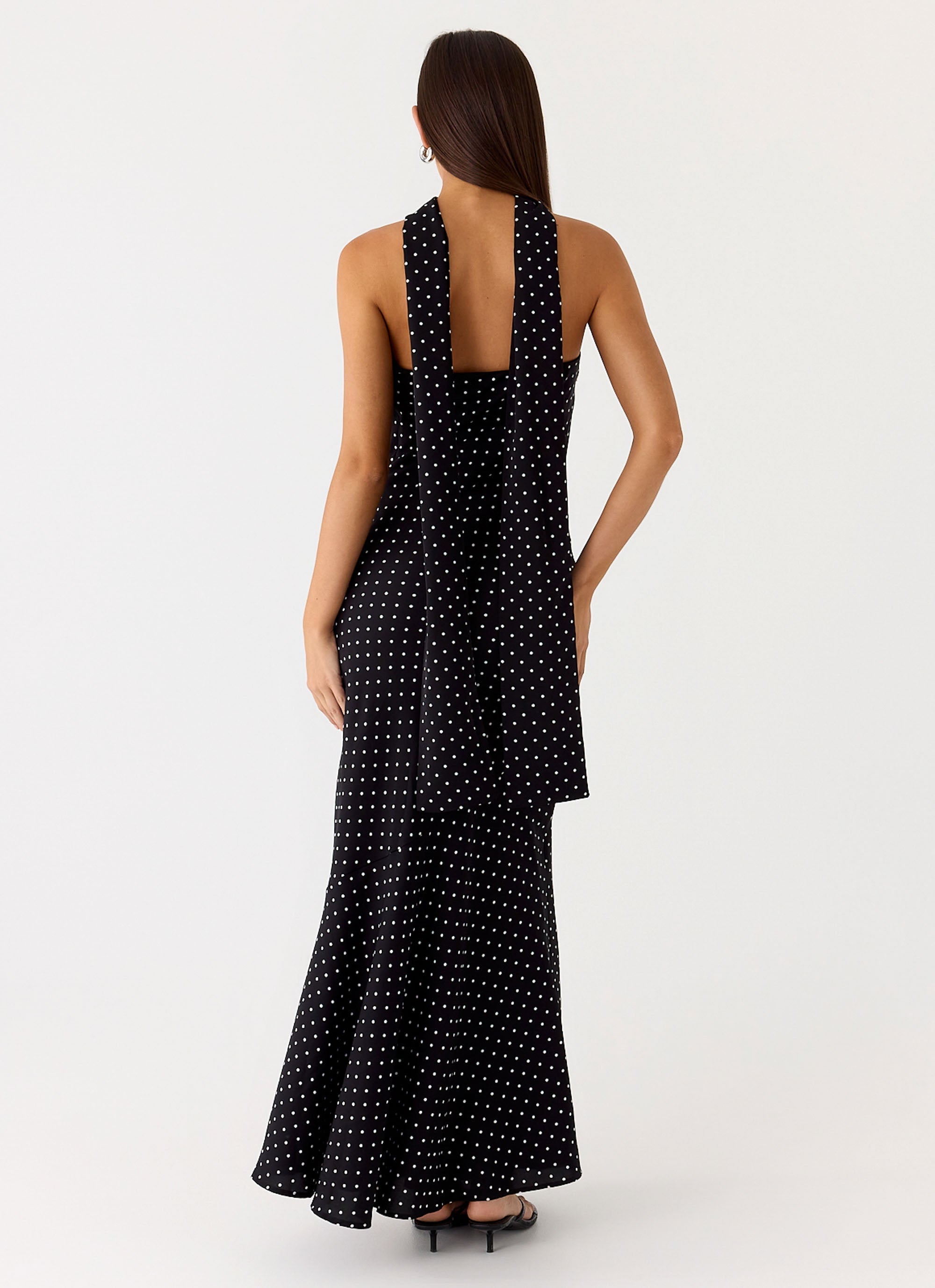 Pagoda Maxi Dress Black Polkadot