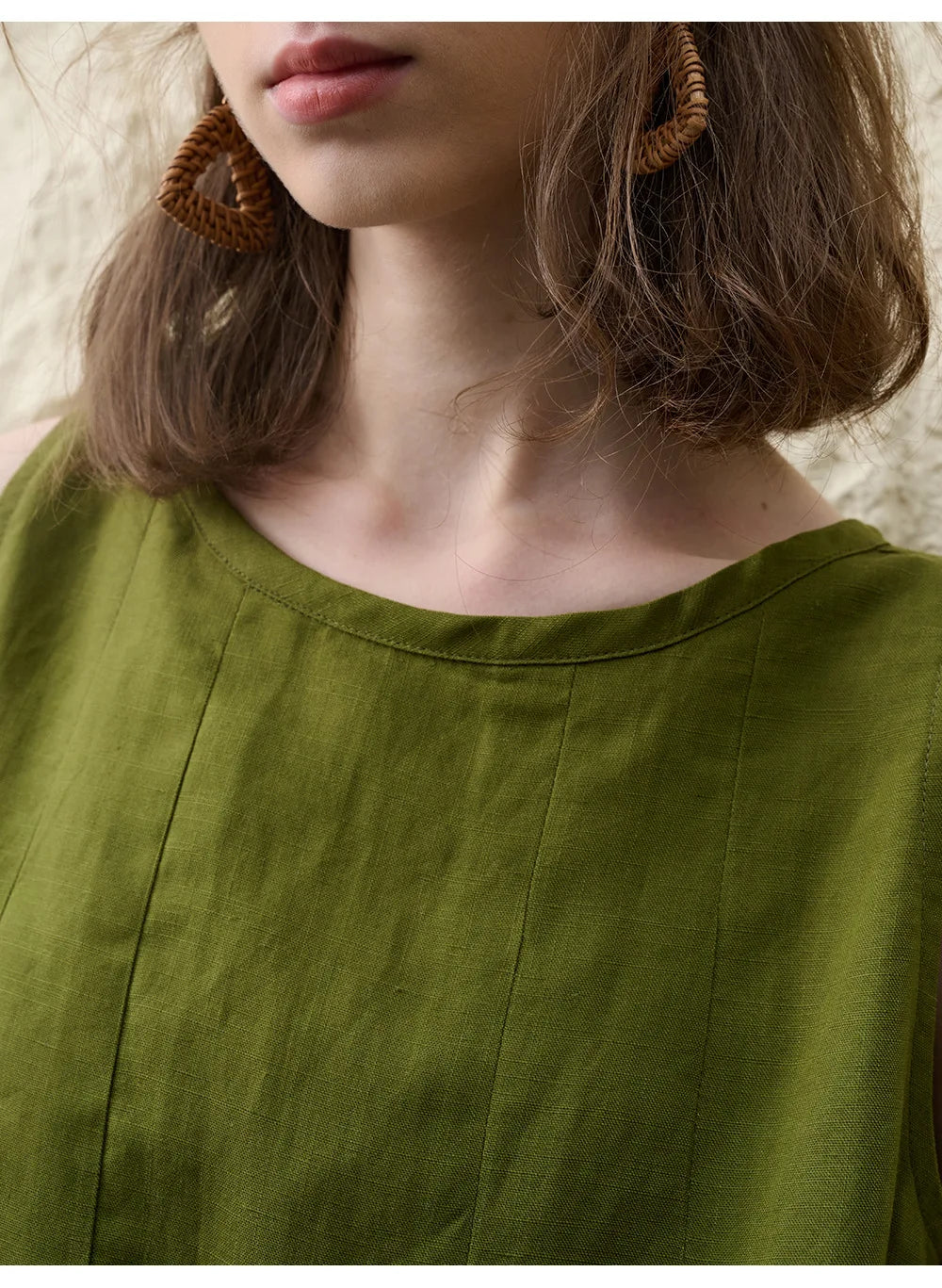 Pleated Hem Linen Top
