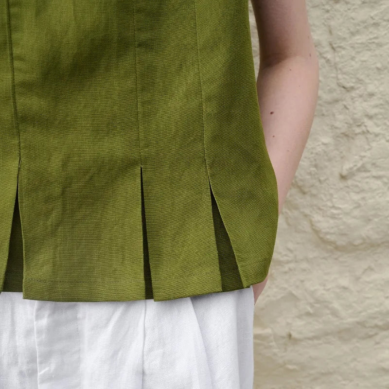 Pleated Hem Linen Top