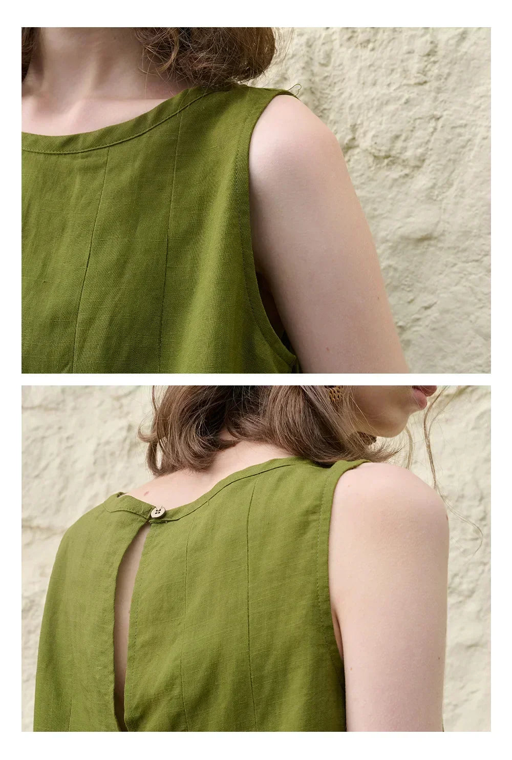 Pleated Hem Linen Top