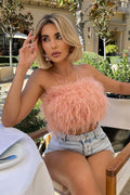 Romee Feather Strapless Top