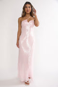Roselyn One Shoulder Sequin Maxi Dress Pink