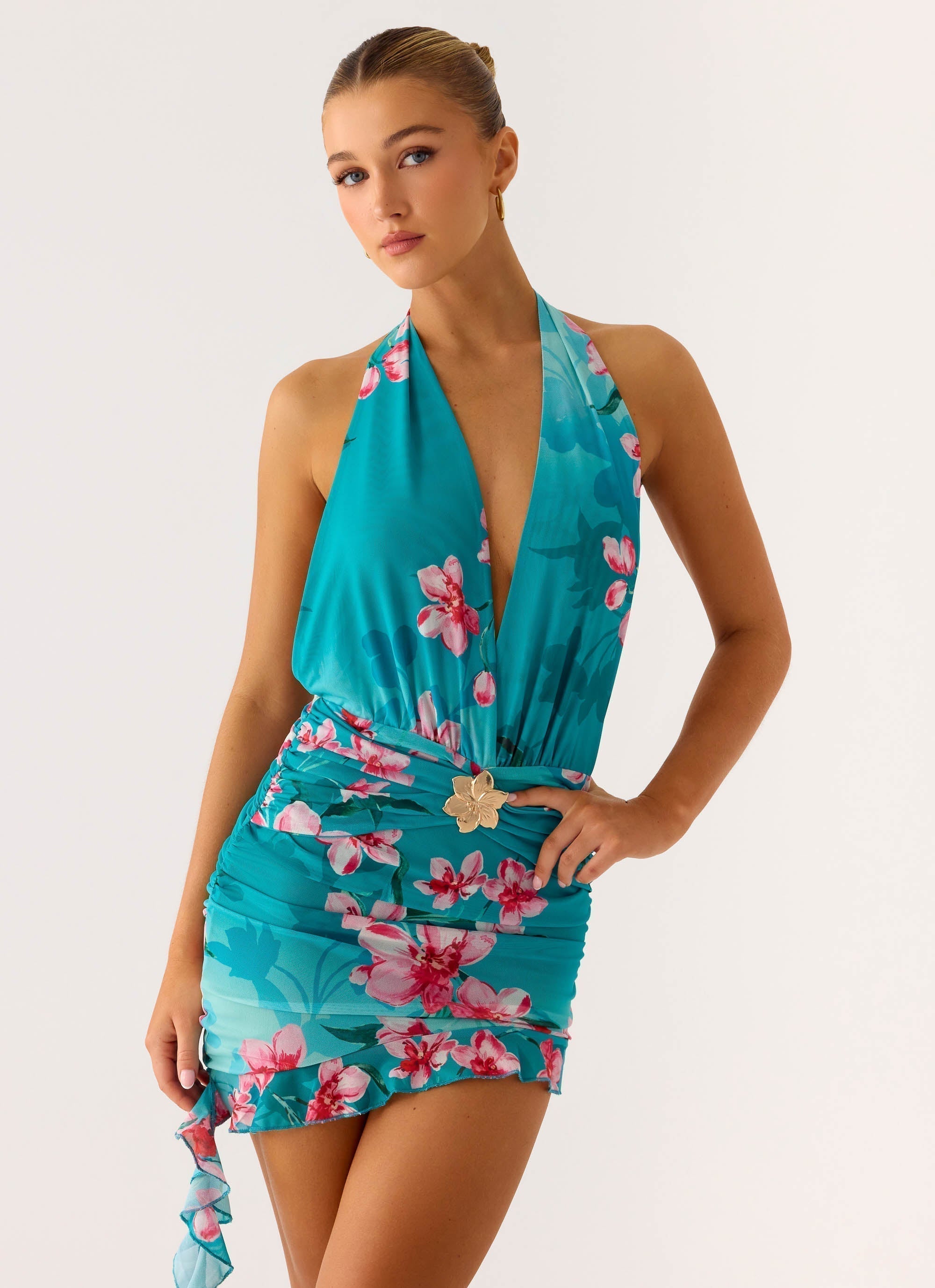 Samar Mini Dress Blue Green