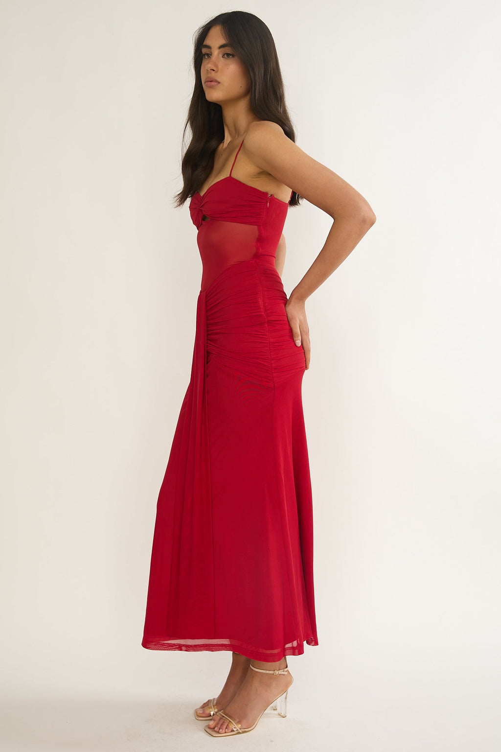 Serenella Lace Maxi Dress Red