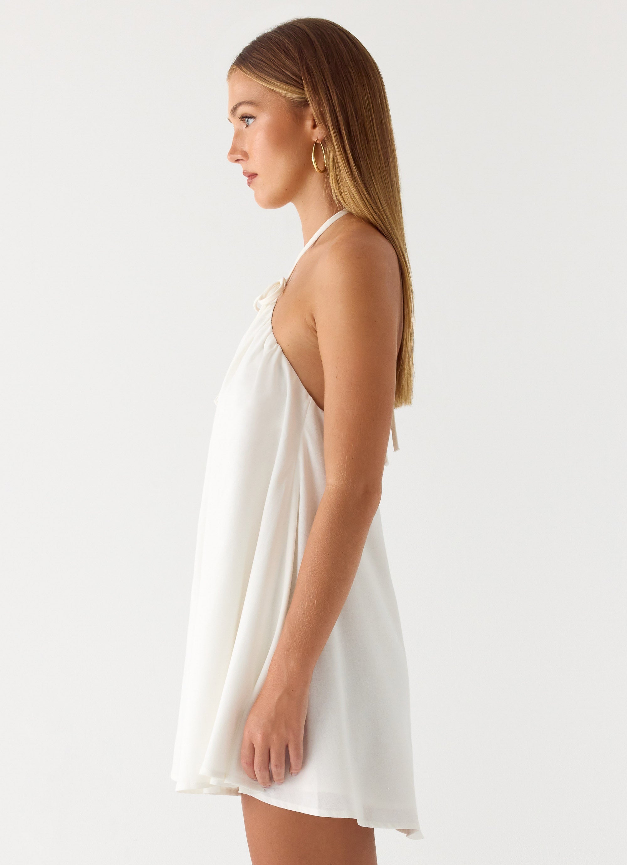 Soft Breeze Linen Mini Dress White