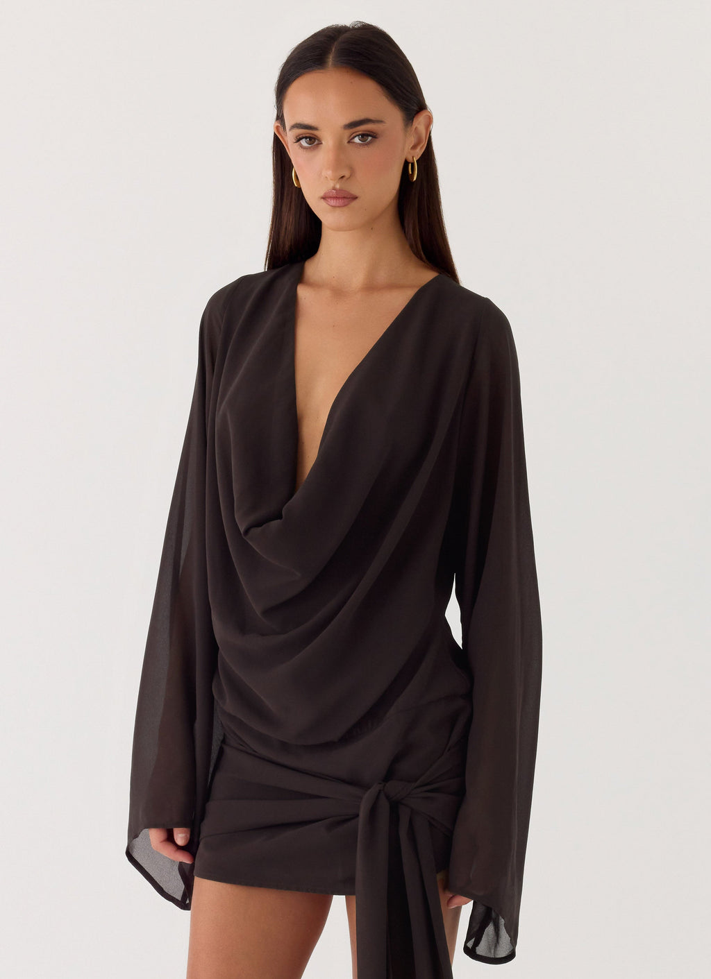 Sorrel Long Sleeve Mini Dress Chocolate