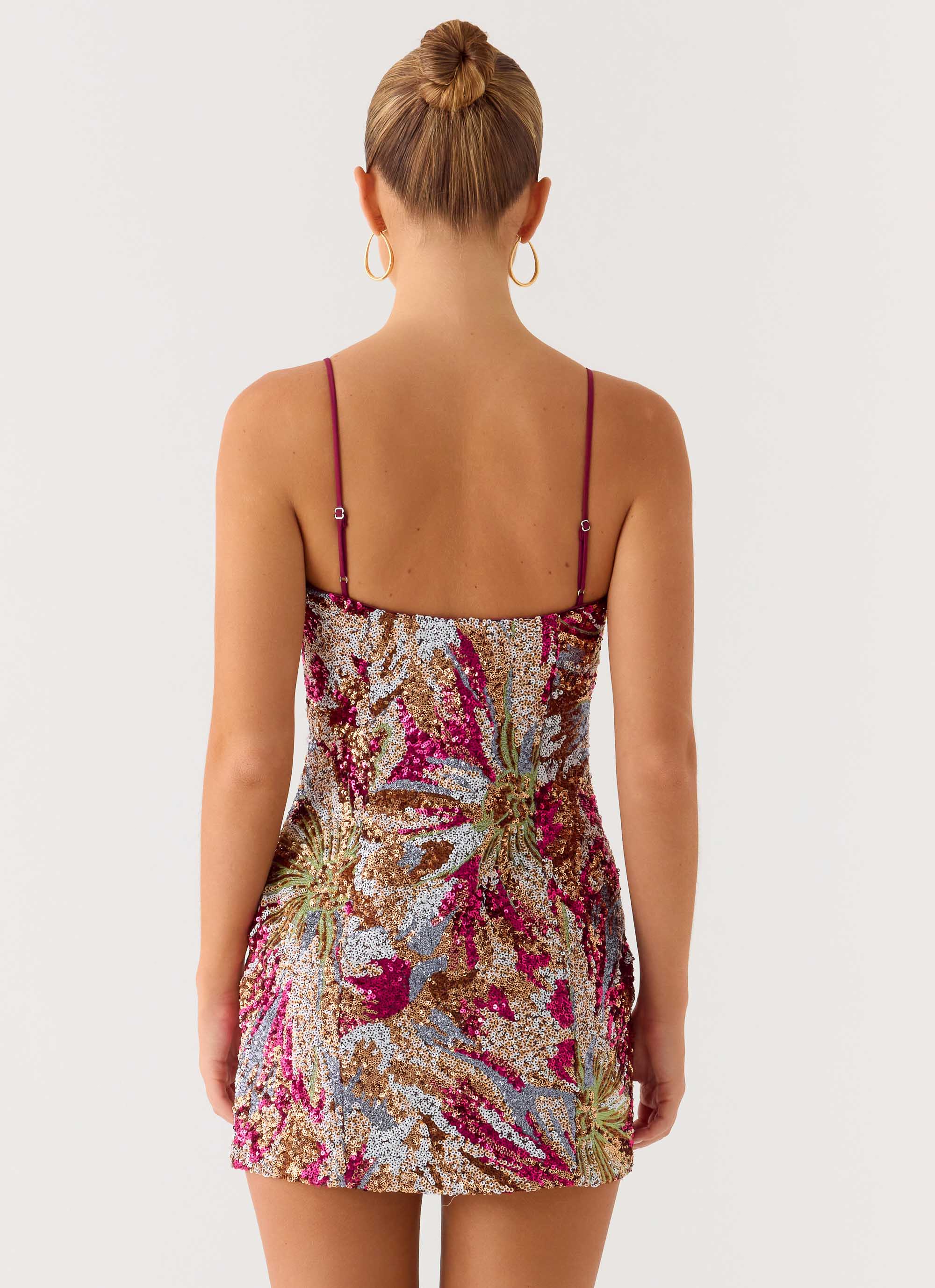 Soul Sound Sequin Mini Dress Fuchsia Floral