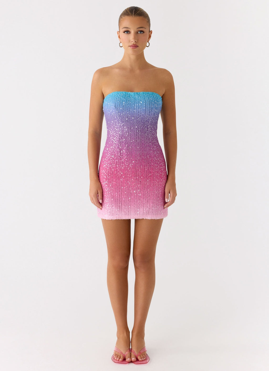 Step Closer Sequin Knit Mini Dress Pink