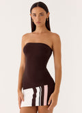 Straight Lines Knit Mini Dress Brown