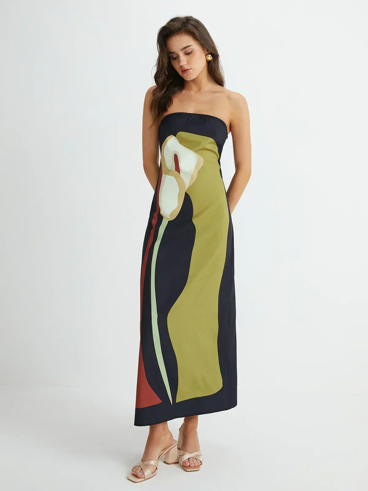 Strapless Maxi Dress Olive