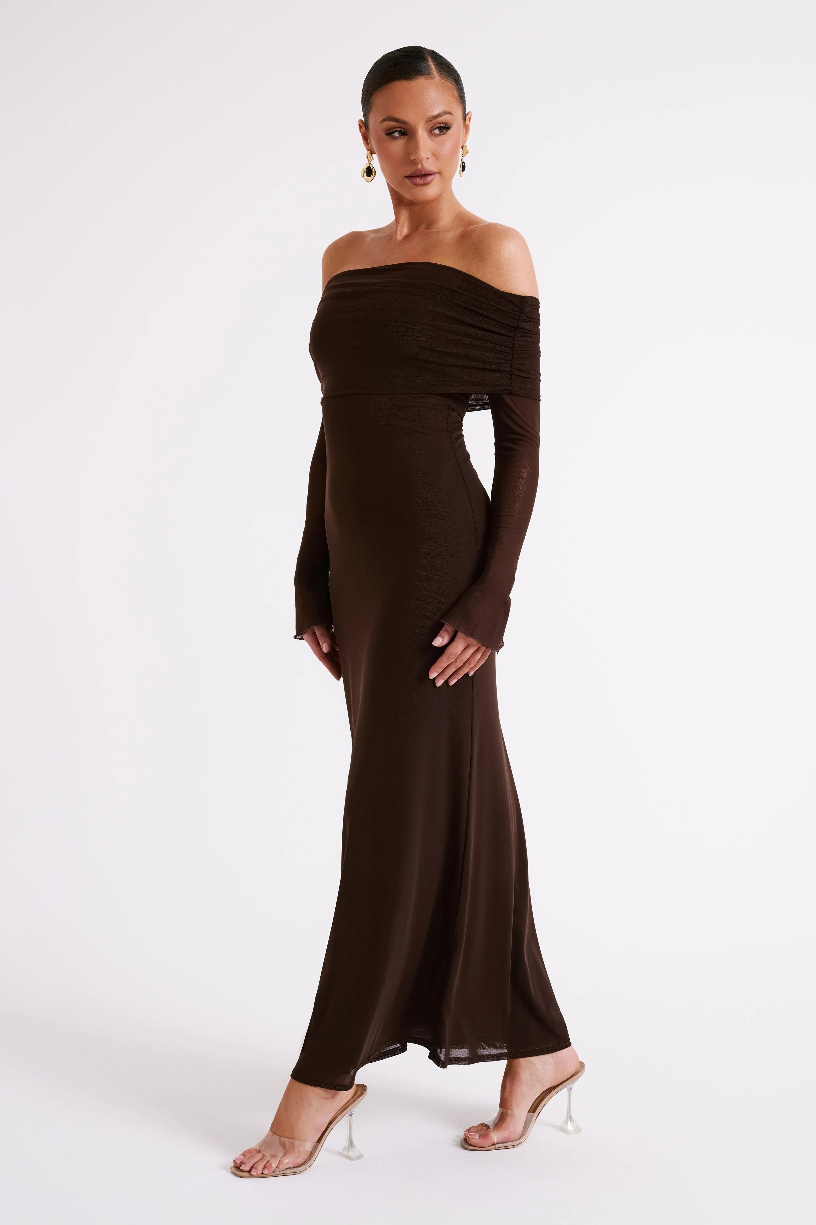 Suzie Off Shoulder Mesh Maxi Dress