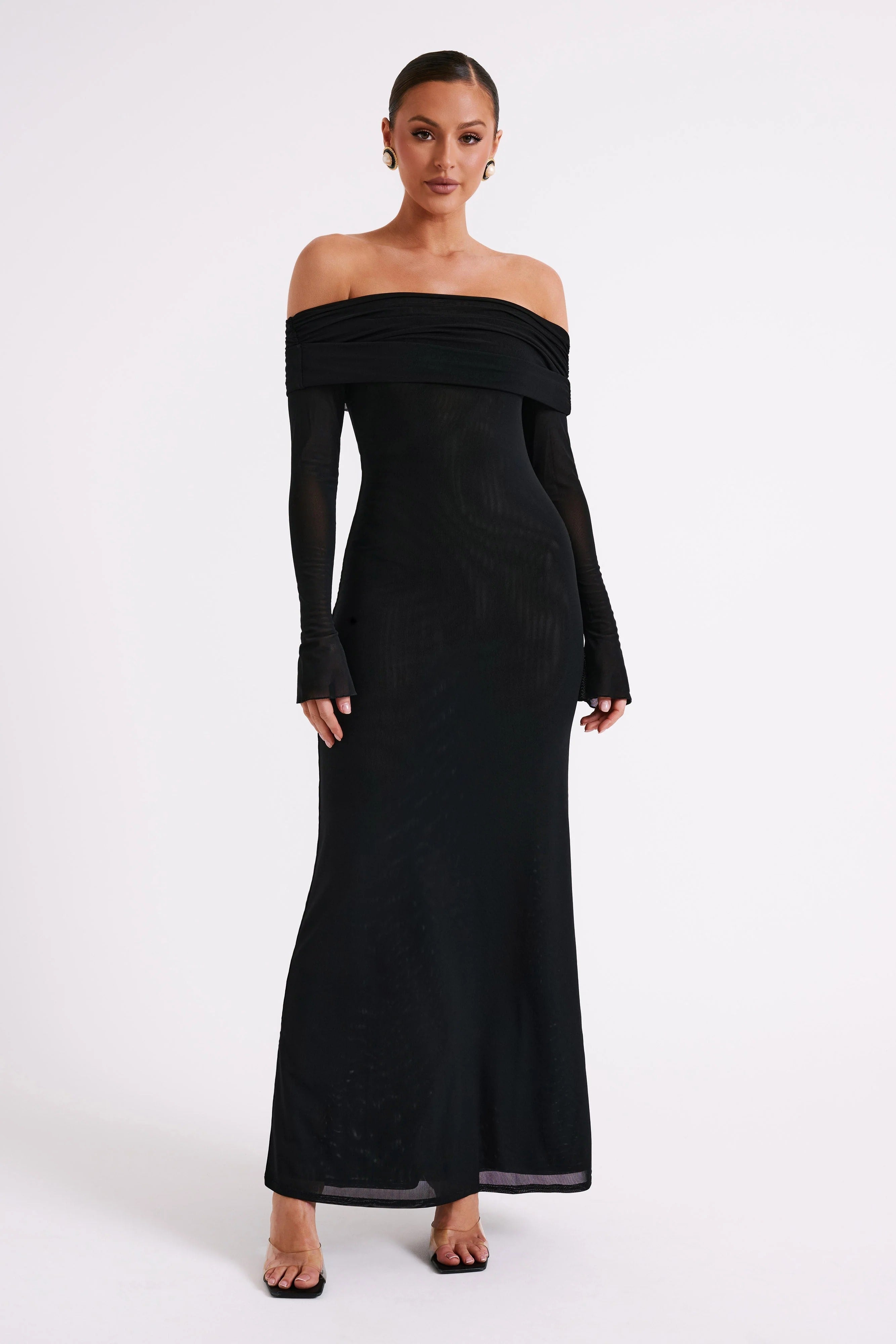 Suzie Off Shoulder Mesh Maxi Dress