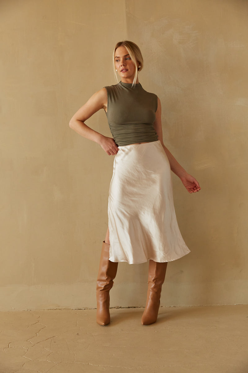 Taylor Ruched High Neck Tank Top