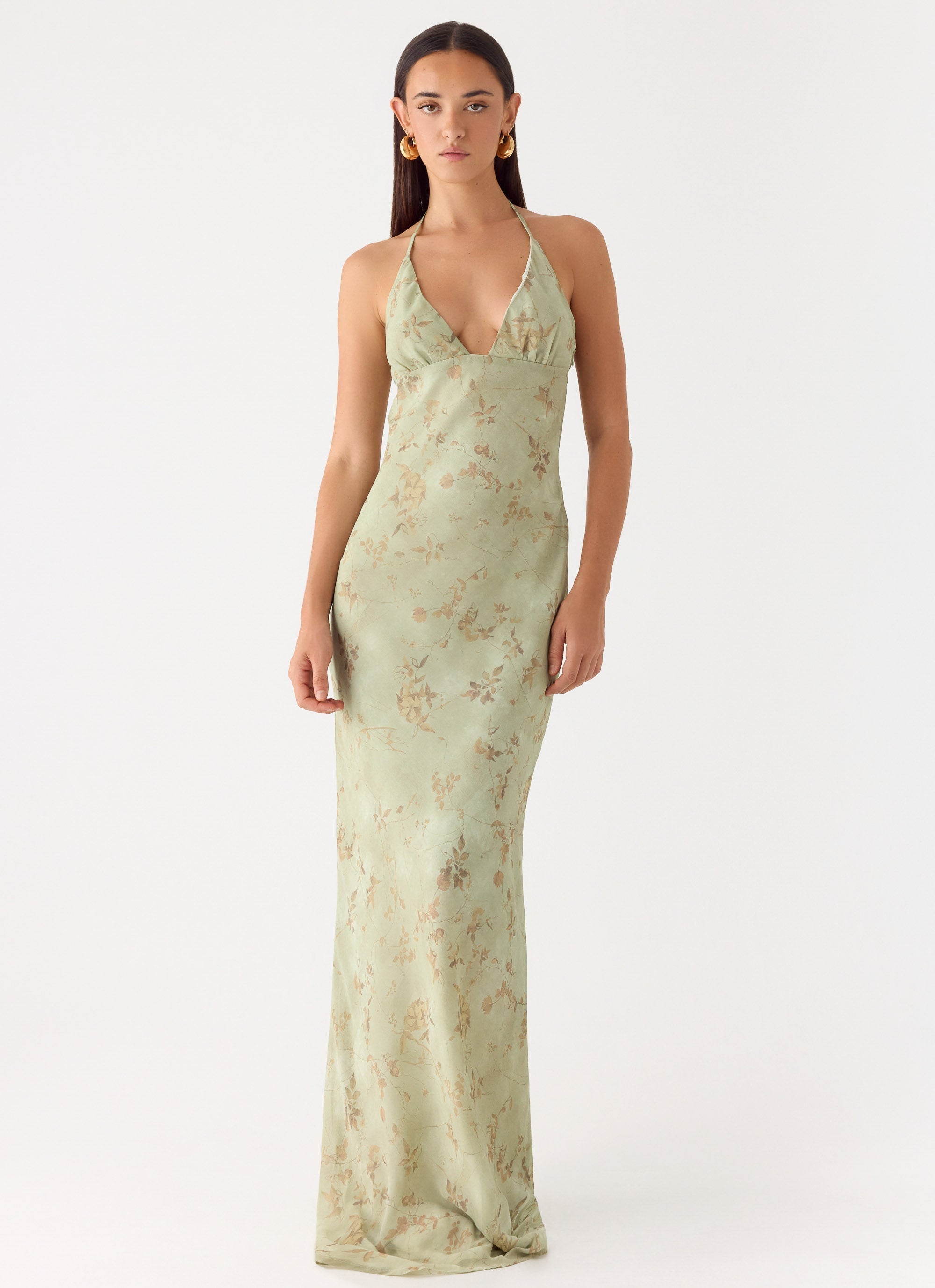 Ultra Quiet Halter Maxi Dress Green