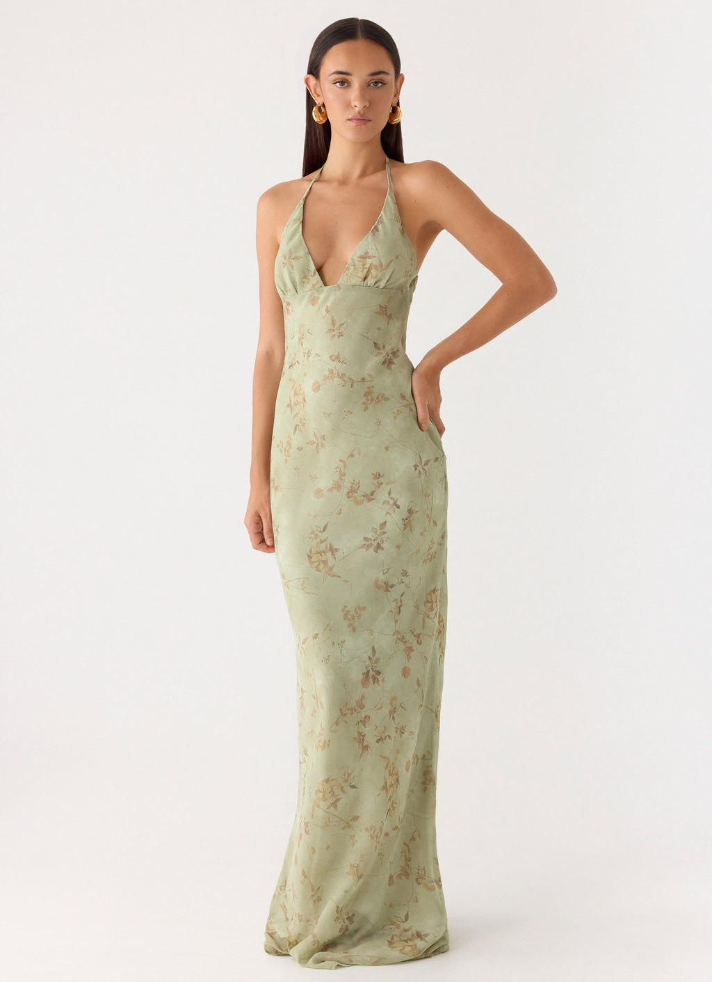 Ultra Quiet Halter Maxi Dress Green