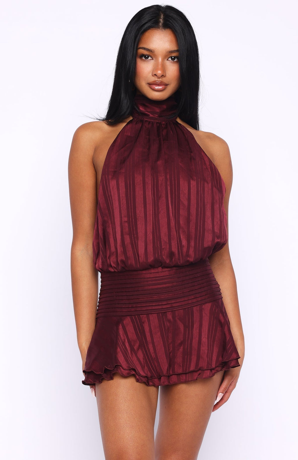 Wine Blossom Mini Dress