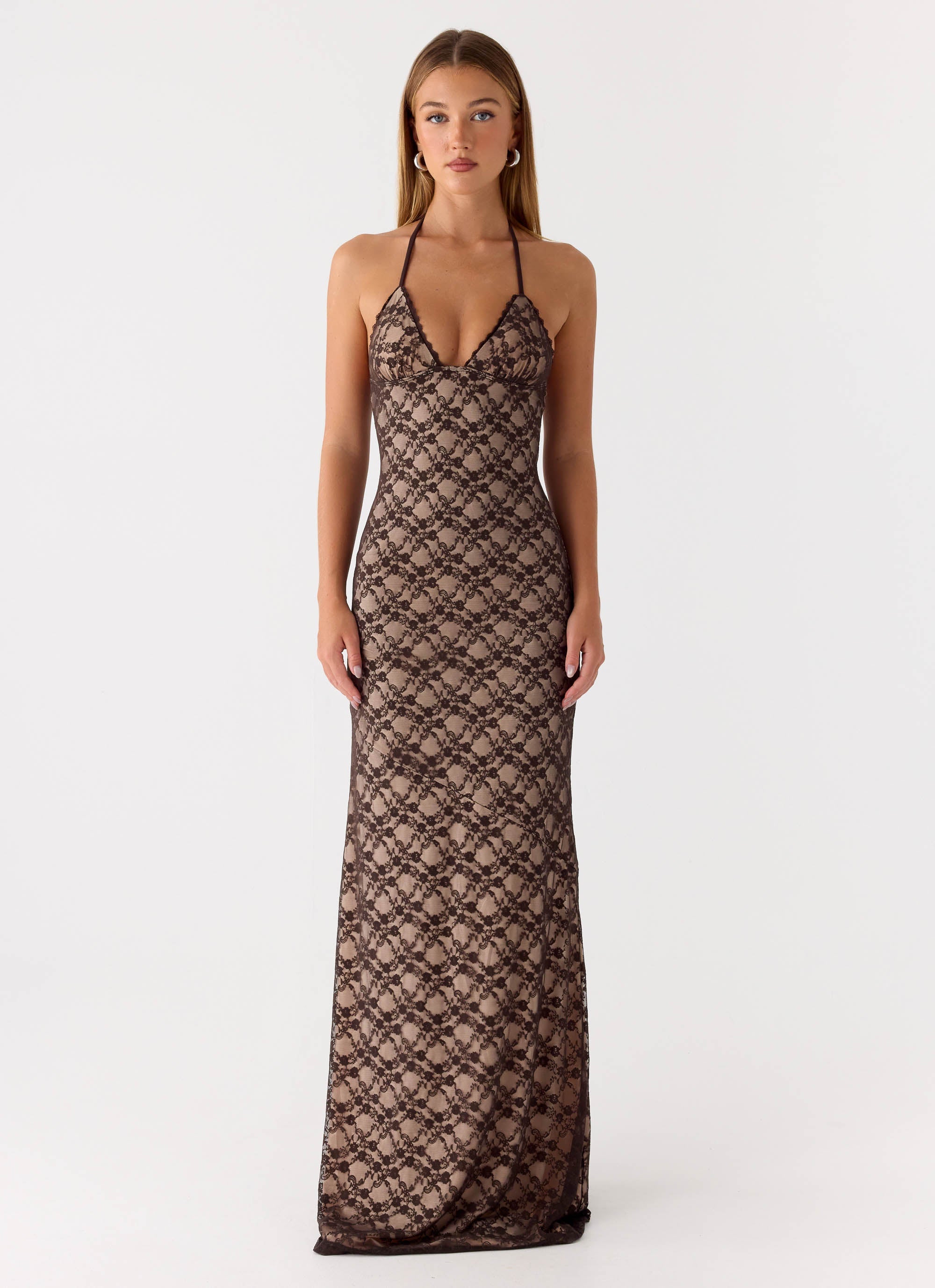 Zecca Lace Maxi Dress Chocolate